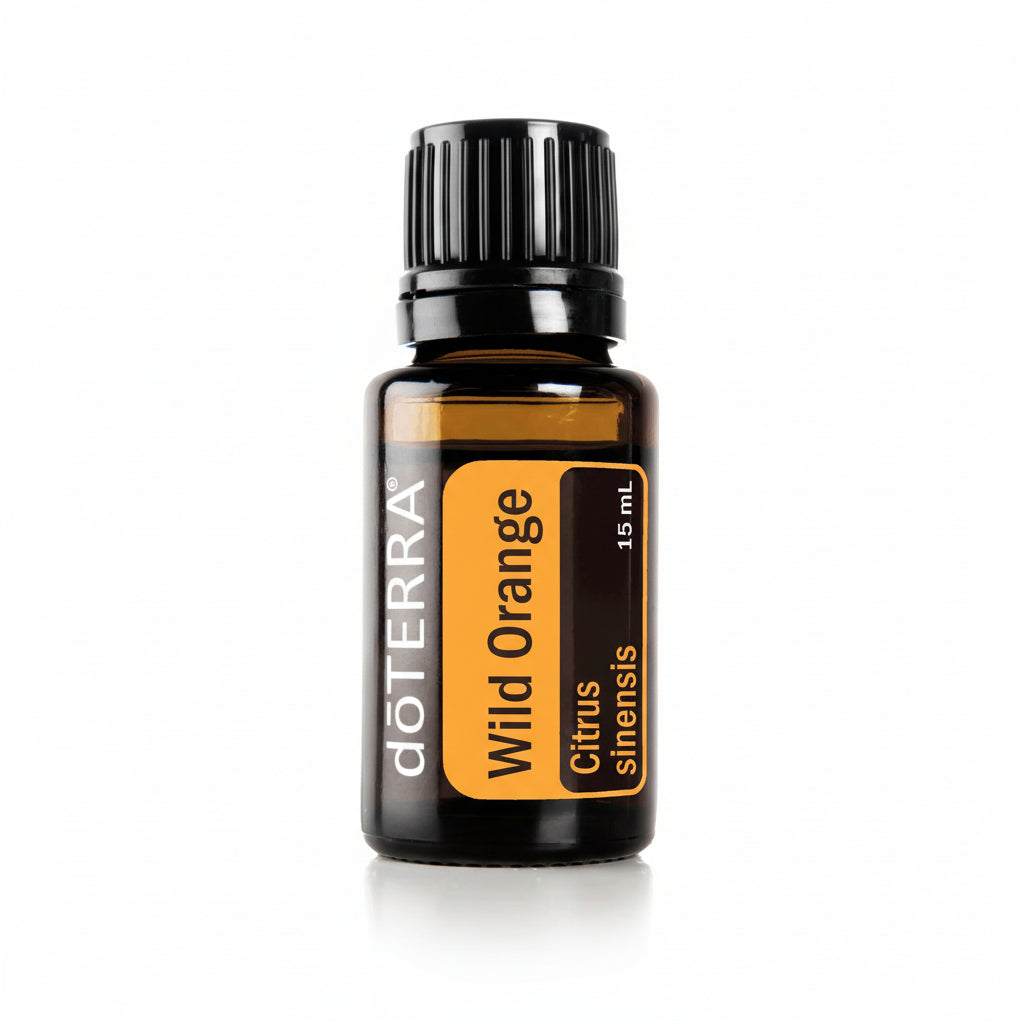 doTERRA Wild Orange essential oil bottle on a white background